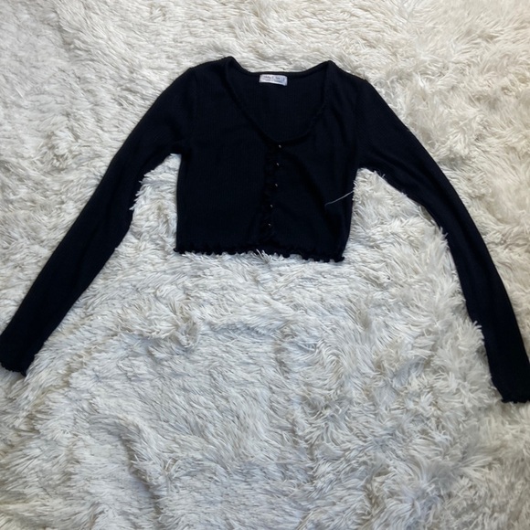 Haley & June Button Front Ribbed long sleeve top - Picture 1 of 7
